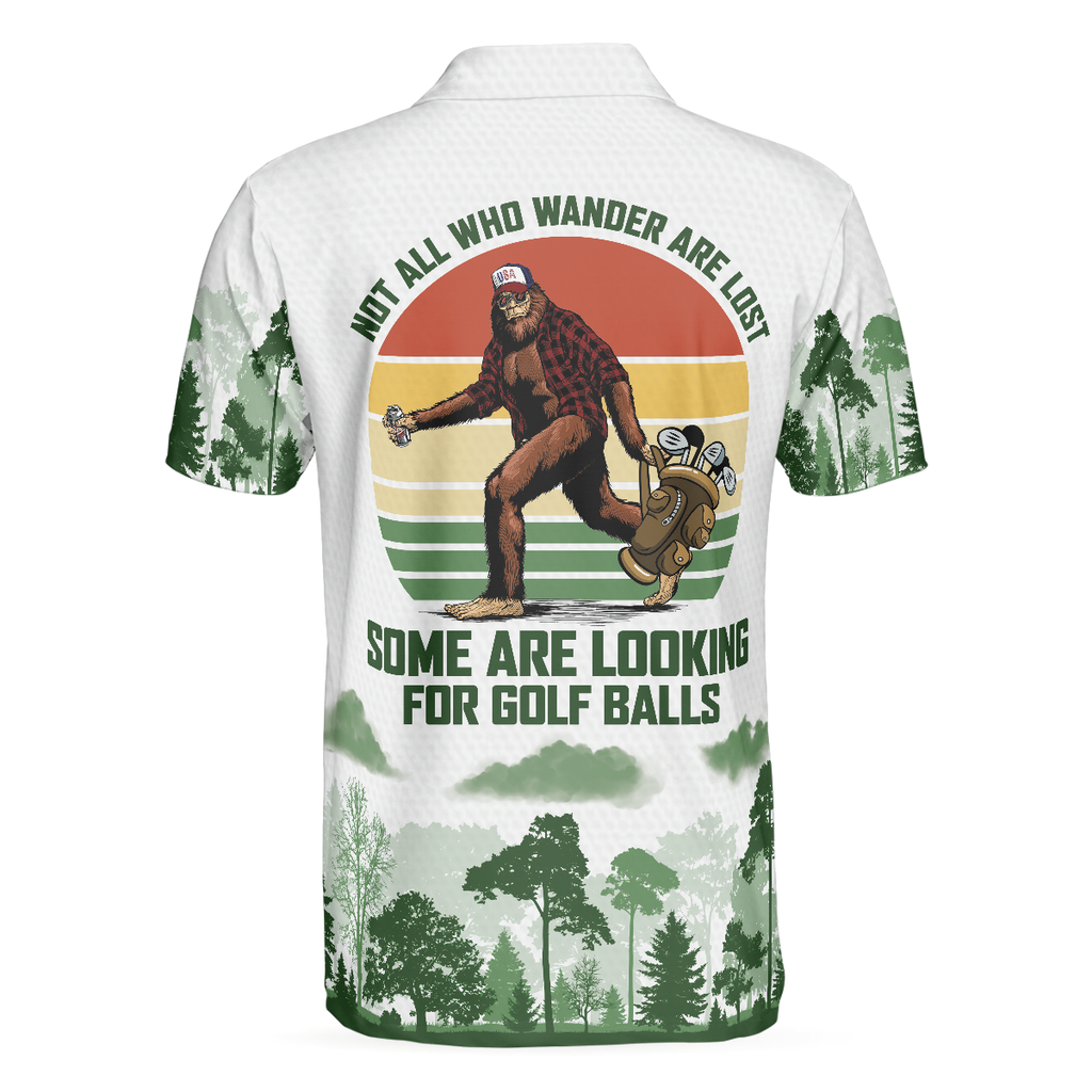 Golf Not All Wanders Polo Shirt, Cool Big Foot Golf Shirt For Male Golfers, Beer Drinking Golf Shirt