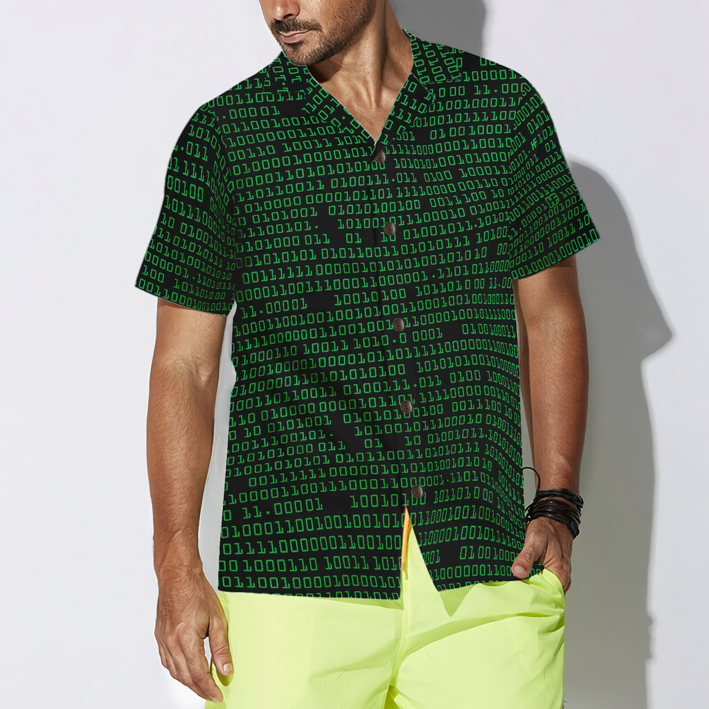 Binary Code Skull Hawaiian Shirt